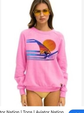 Aviator Nation Pink Pullover Sweatshirt size large